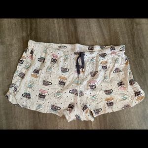 Cute coffee pattern pajama shorts